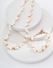 natural pearl sterling silver 18k necklace set