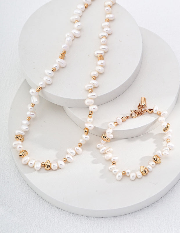 natural pearl sterling silver 18k necklace set