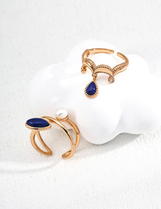 sterling silver vintage natural lapis lazuli ring