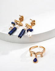 sterling silver vintage natural lapis lazuli ring