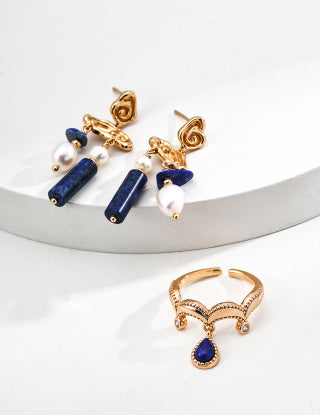 sterling silver vintage natural lapis lazuli ring
