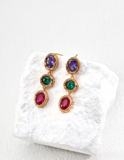 silver fashion colorful zircon bracelet & earrings