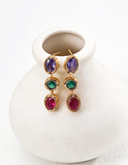 silver fashion colorful zircon bracelet & earrings