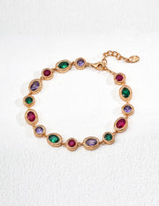 silver fashion colorful zircon bracelet & earrings