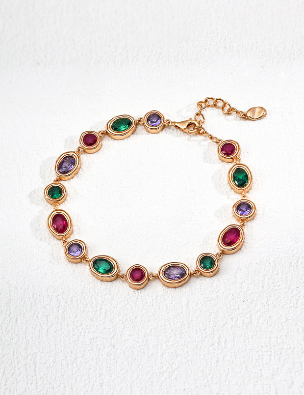 silver fashion colorful zircon bracelet & earrings