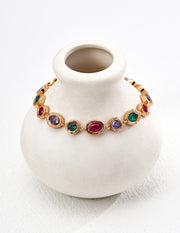 silver fashion colorful zircon bracelet & earrings