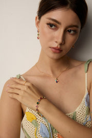 silver fashion colorful zircon bracelet & earrings