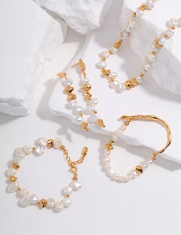 natural pearl sterling silver 18k necklace set