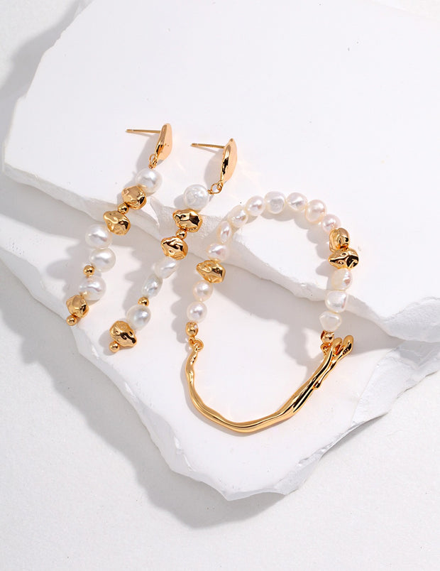 natural pearl sterling silver 18k necklace set