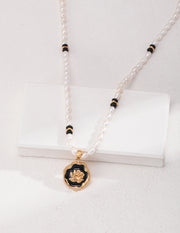 camellia enamel pearl necklace