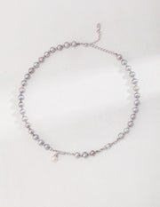 handmade silver natural pearl necklace