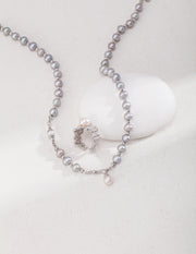 handmade silver natural pearl necklace