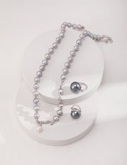 handmade silver natural pearl necklace