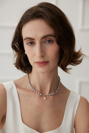 handmade silver natural pearl necklace