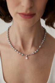handmade silver natural pearl necklace