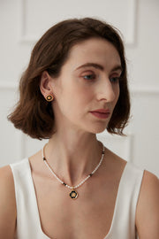 camellia enamel pearl necklace